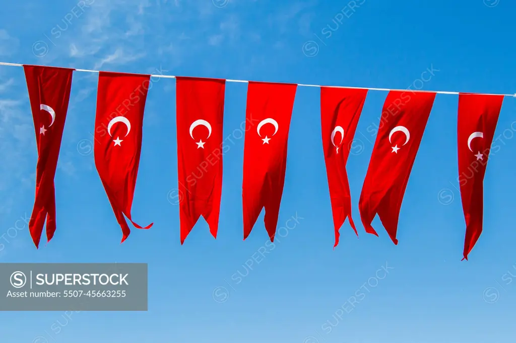 Turkish national flag  in view