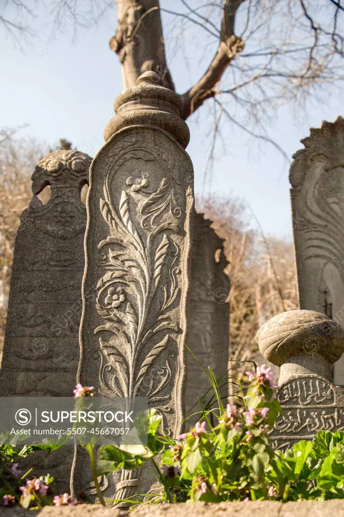 Old stone on the graves in Istanbul