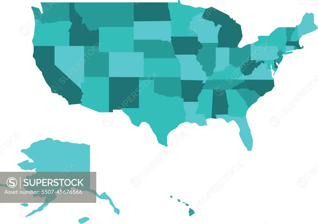 Colorful usa map with separated states. Vector illustration