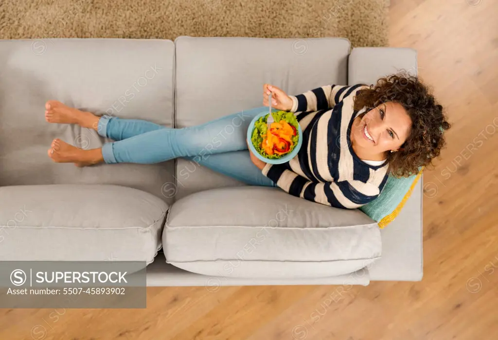 Beautiful healthy woman at home