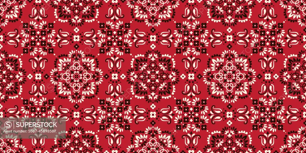 Seamless Pattern Based On Ornament Paisley Bandana Print Vector