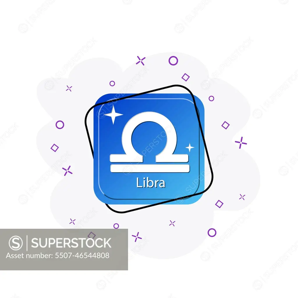 Blue button with the zodiac sign symbol Libra SuperStock