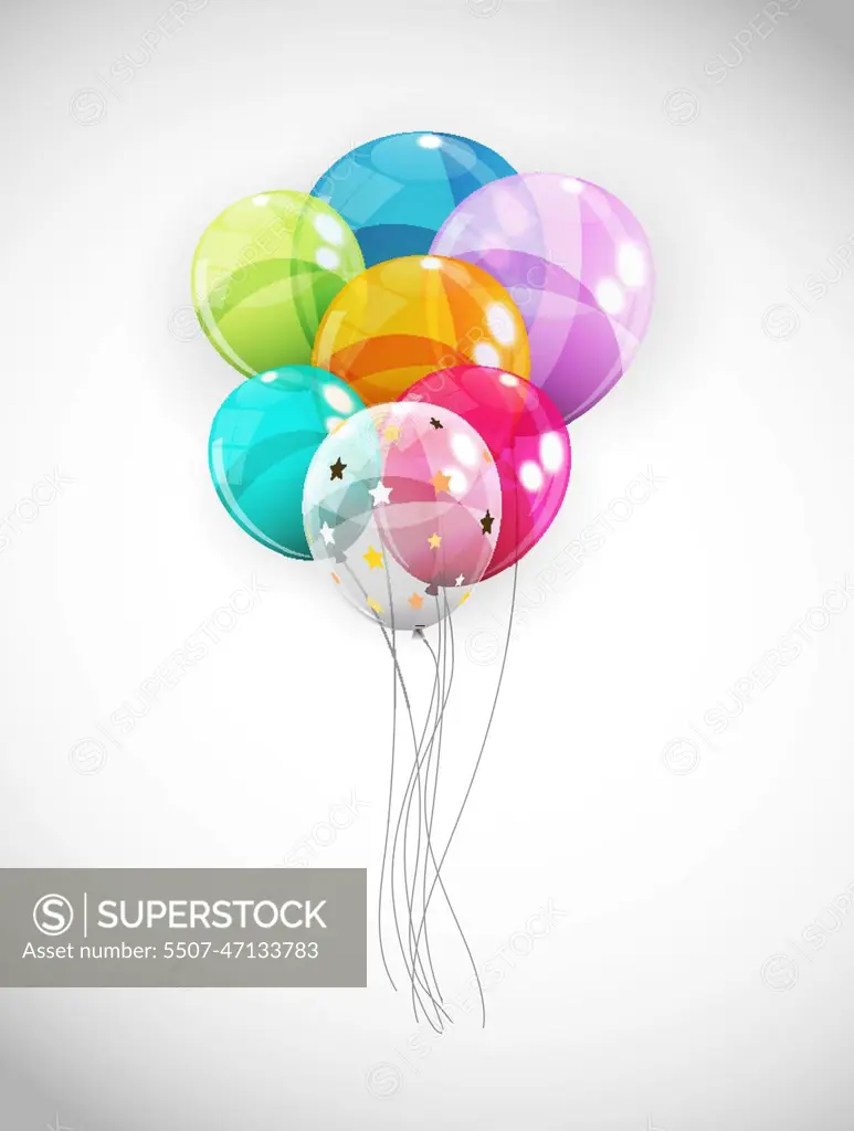Colorful Celebration Background with Party Balloons - Colored Illustration,  Vector Stock Vector