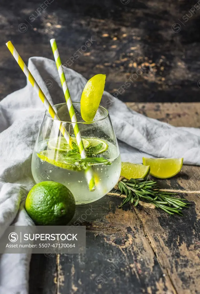 Healthy food on rustic table