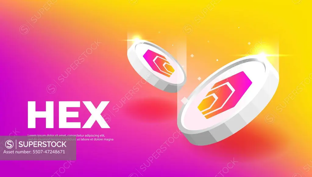 HEX coin banner. HEX coin cryptocurrency concept banner background