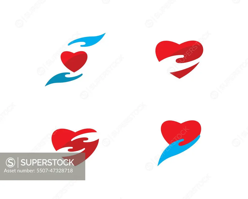 eco care symbol with negative space heart vector logo design Stock