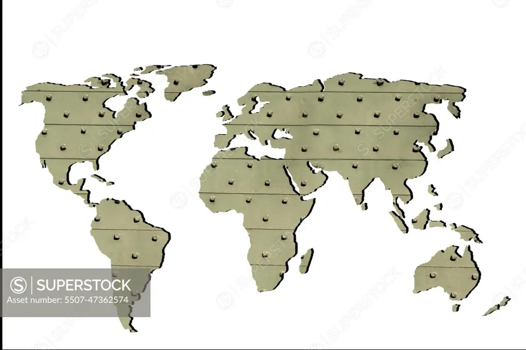 Roughly outlined world map with white background