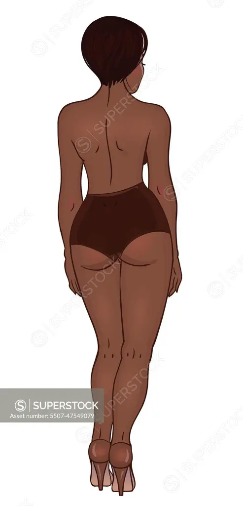 Curvy African American Girl Underwear Isolated Stock Vector (Royalty Free)  1073644160