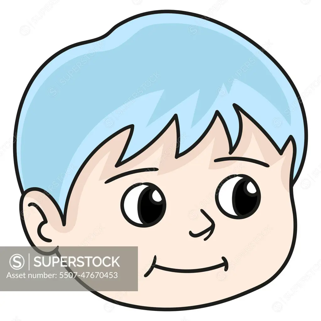 cute chubby boy head emoticon. doodle icon image - SuperStock