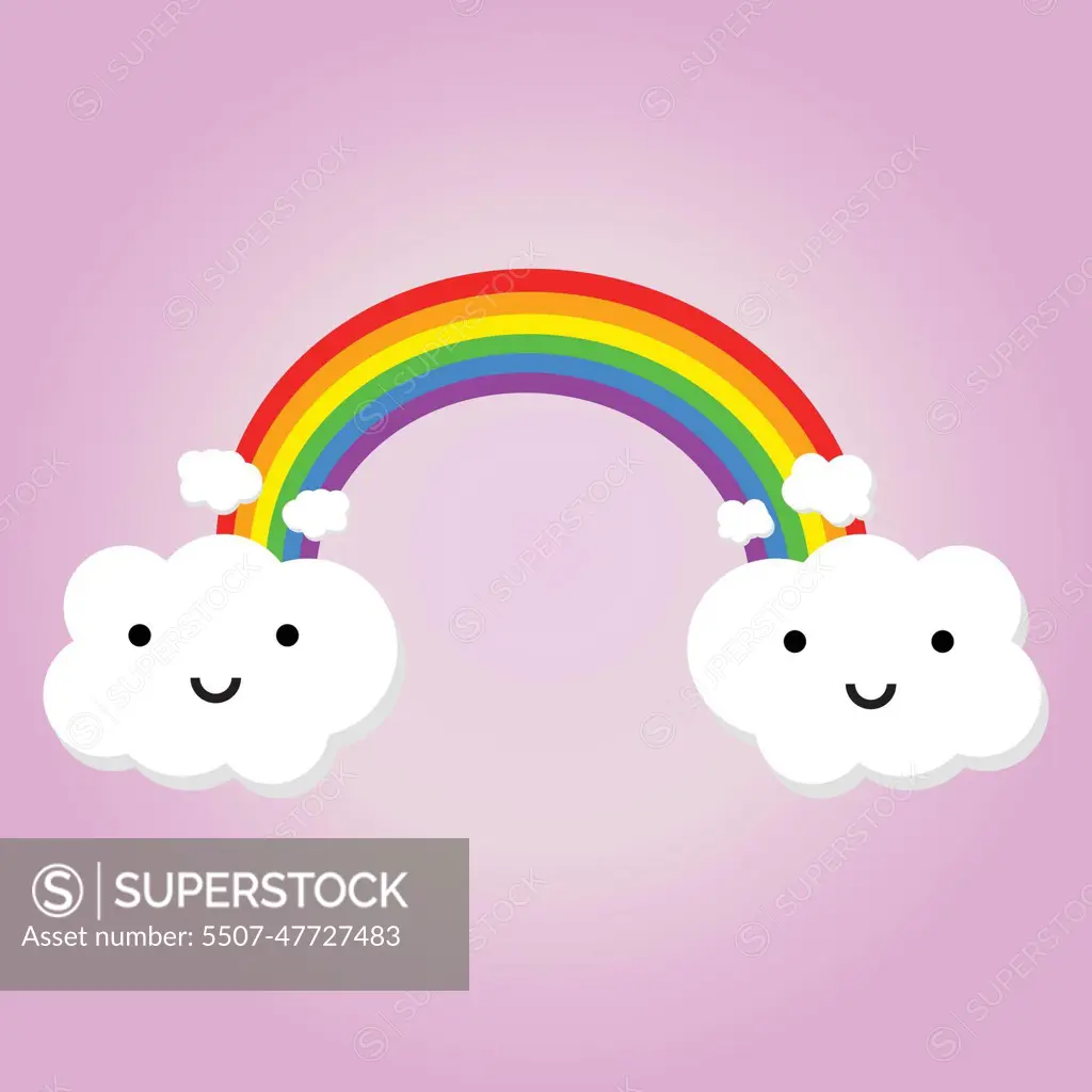 Color rainbow with emotion clouds. Vector illustration