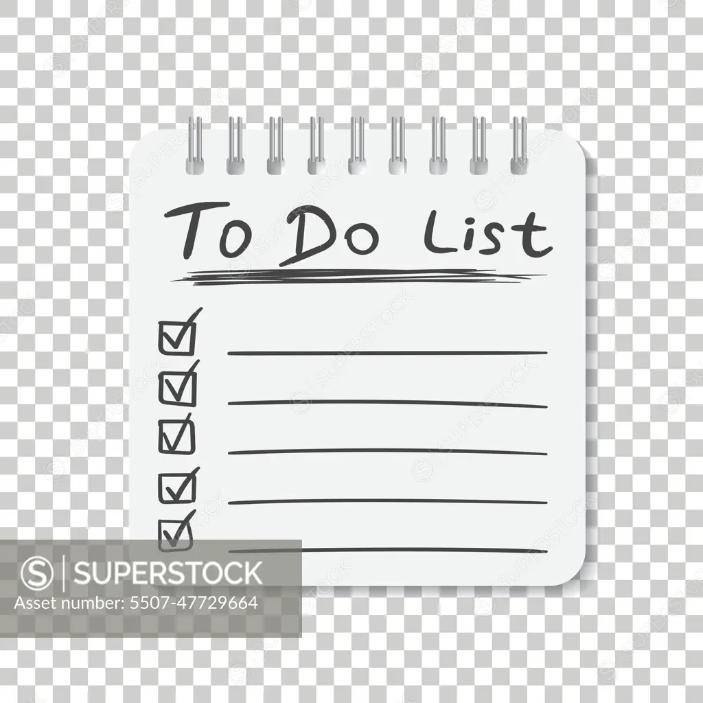 Realistic to do list spiral notebook white notepad
