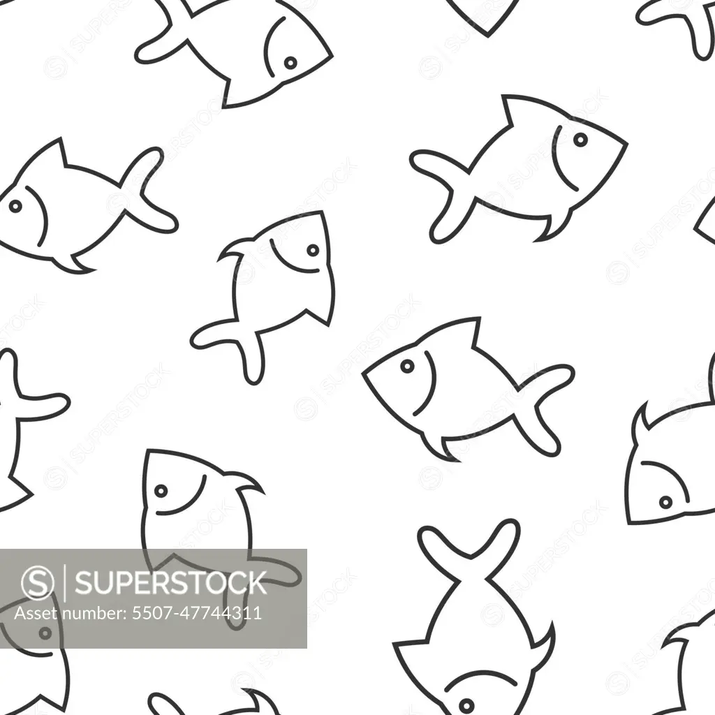 Fish line art seamless pattern