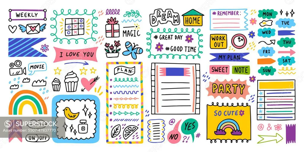 Bullet Journal Stickers Vector Art, Icons, and Graphics for Free Download