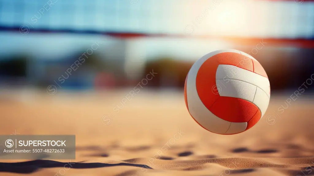 Volleyball ball on a sunny beach. Background for sporting events