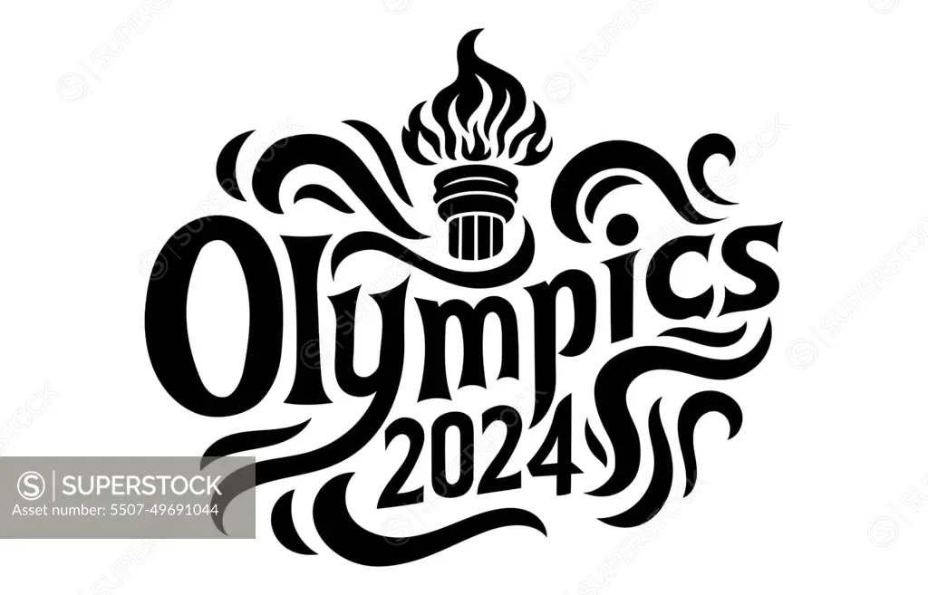 Olympic Games 2024. Summer Olympic Games in Paris 2024. Black lettering isolated on white background.