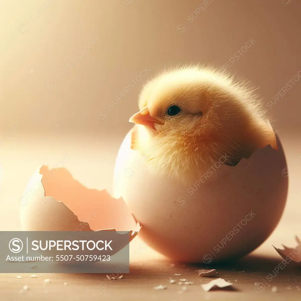 A little chick hatched from an egg. Generative AI