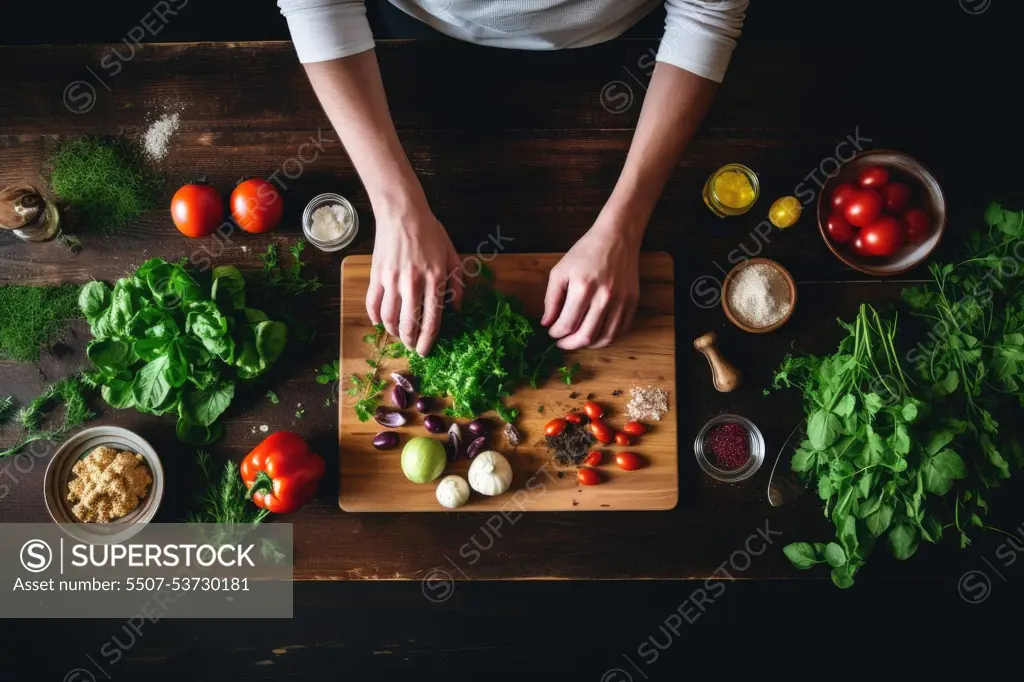 Healthy eating concept with fresh vegetables, Healthy Lifestyle, kitchen, Diet food, AI Generative