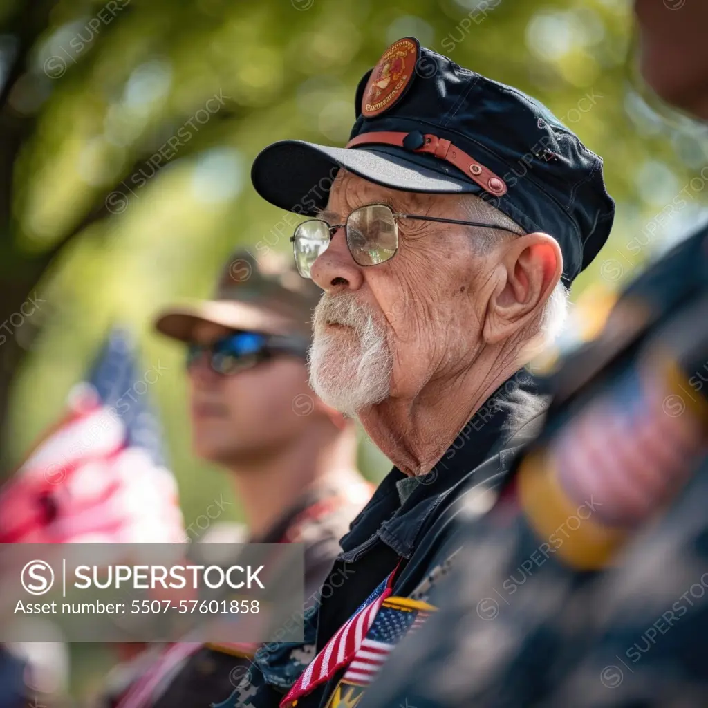 army veteran wearing the camouflage military uniform of the United States Armed Forces. ai generated