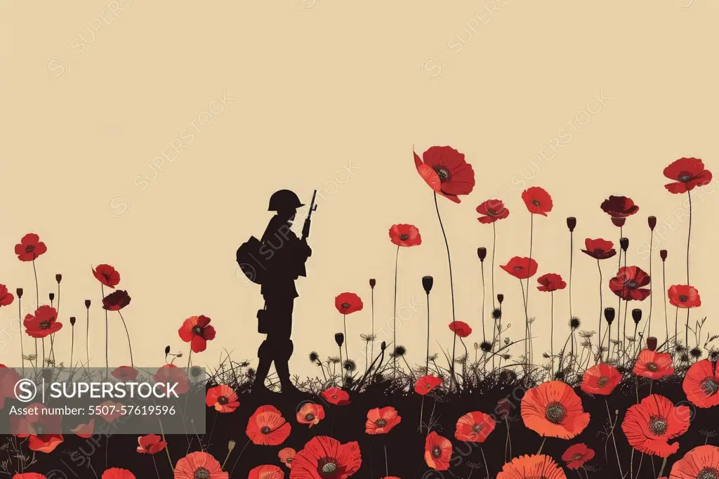 Poppy Day concept for Memorial Day. Remembrance Day . Generative AI