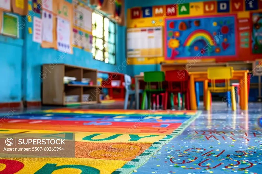 A cheerful classroom with back to school concept..