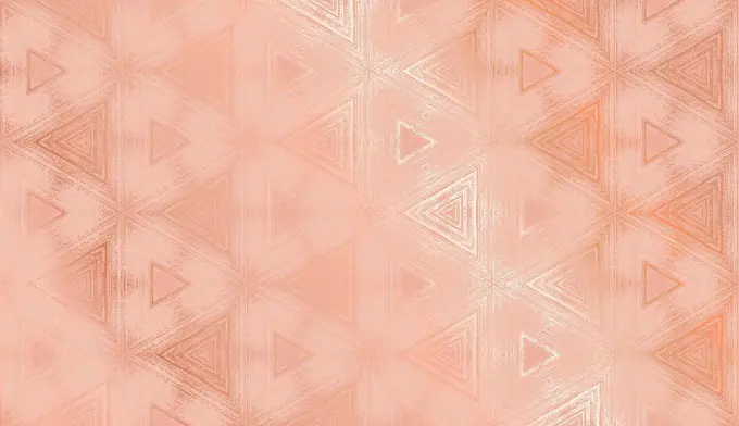 Geometric abstract textured kaleidoscope hexagon pattern in Calming Coral color