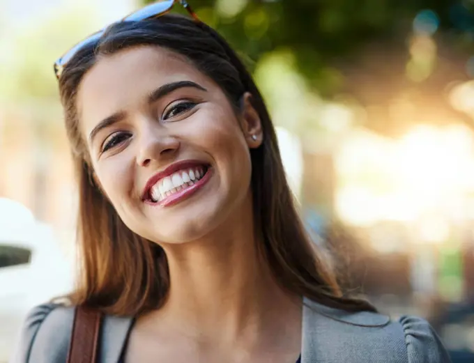 Im so ready for this day. Cropped portrait of an attractive young woman on her morning commute to work.