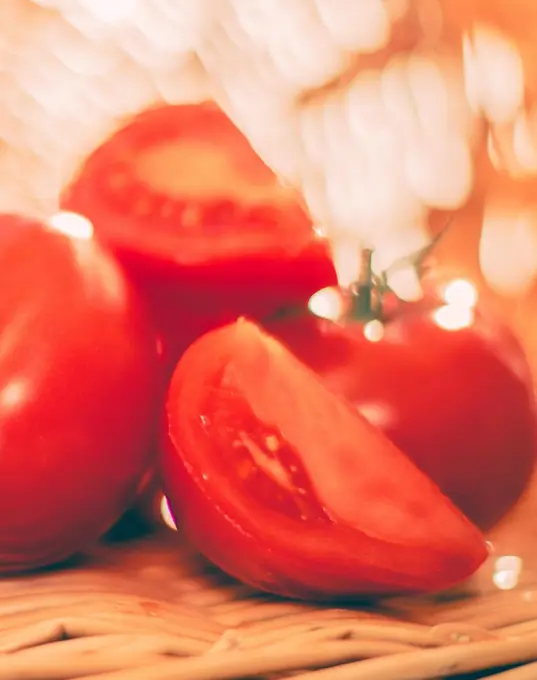 ripe tomatoes - organic vegetables and healthy eating styled concept