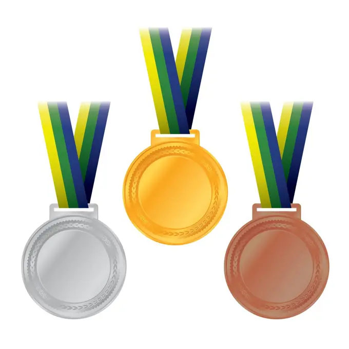 Olympic Medals Gold Silver Bronze Illustration