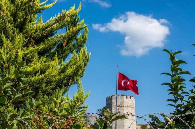 City walls of Constantinople in Istanbul, Turkey