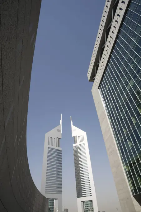 UAE Dubai Emirates Towers from the Dubai International Financial Centre