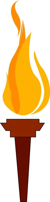 Torch with flame, illustration, vector on white background.