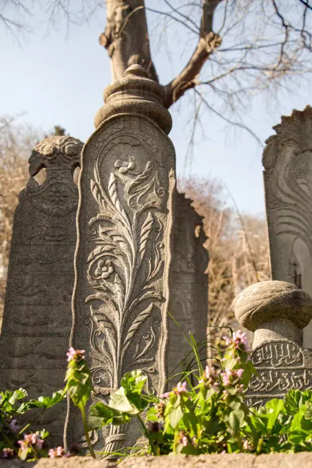 Old stone on the graves in Istanbul