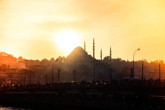 Istanbul Cityscape with famous building silhouette