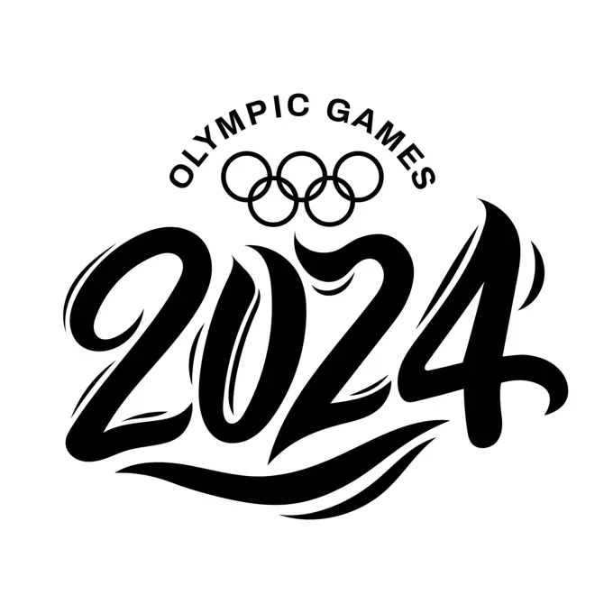 Olympic Games 2024. Summer Olympic Games in Paris 2024. Black lettering isolated on white background.