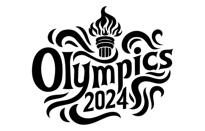 Olympic Games 2024. Summer Olympic Games in Paris 2024. Black lettering isolated on white background.