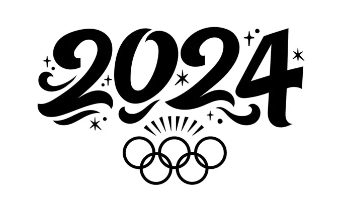 Olympic Games 2024. Summer Olympic Games in Paris 2024. Black lettering isolated on white background.