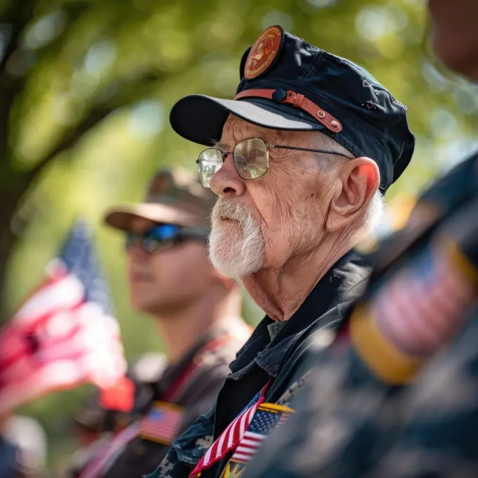 army veteran wearing the camouflage military uniform of the United States Armed Forces. ai generated