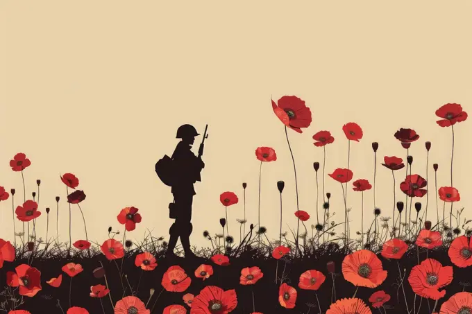 Poppy Day concept for Memorial Day. Remembrance Day . Generative AI