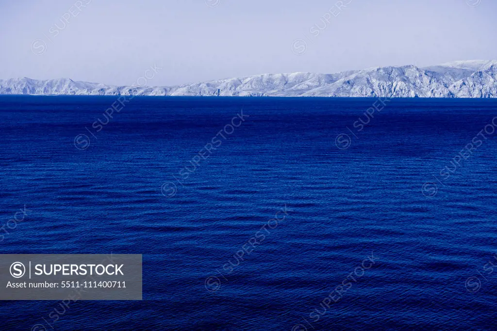 Novi Vinodolski, view to island of Krk, Kvarn Bay, Croatia