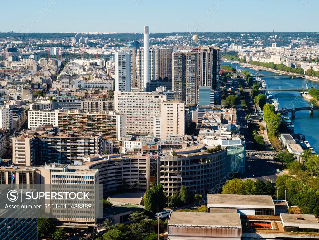 Paris, view from the Eiffel Tower, Seine, France