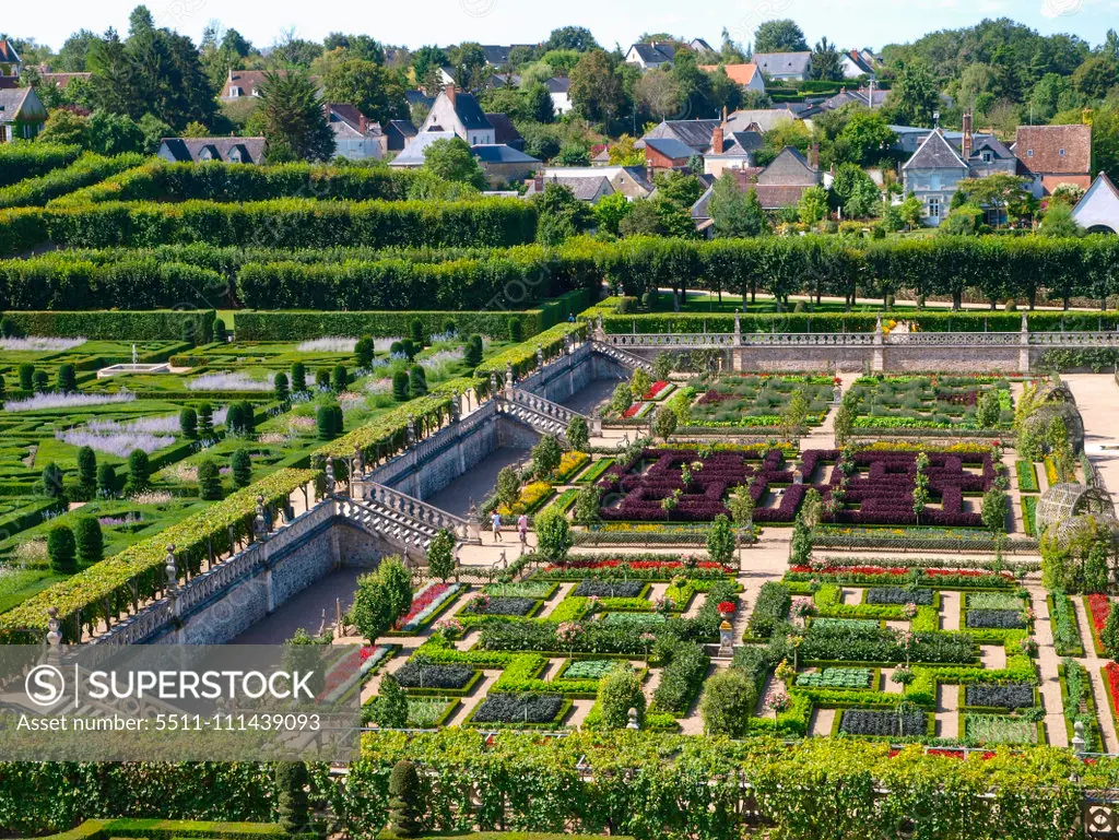 Chateau et Jardins de Villandry, Indre-et-Loire, historical garden, France, Loire Valley, Villandry