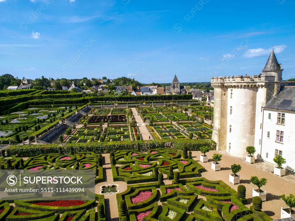 Chateau et Jardins de Villandry, Indre-et-Loire, historical garden, France, Loire Valley, Villandry