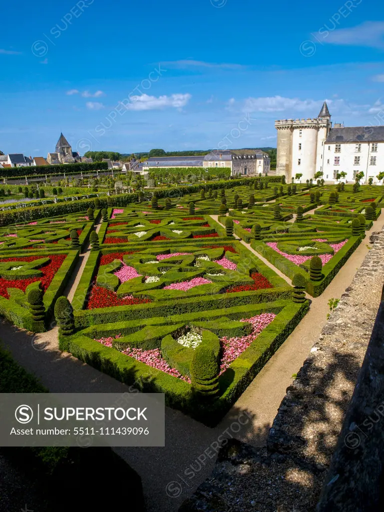 Chateau et Jardins de Villandry, Indre-et-Loire, historical garden, France, Loire Valley, Villandry