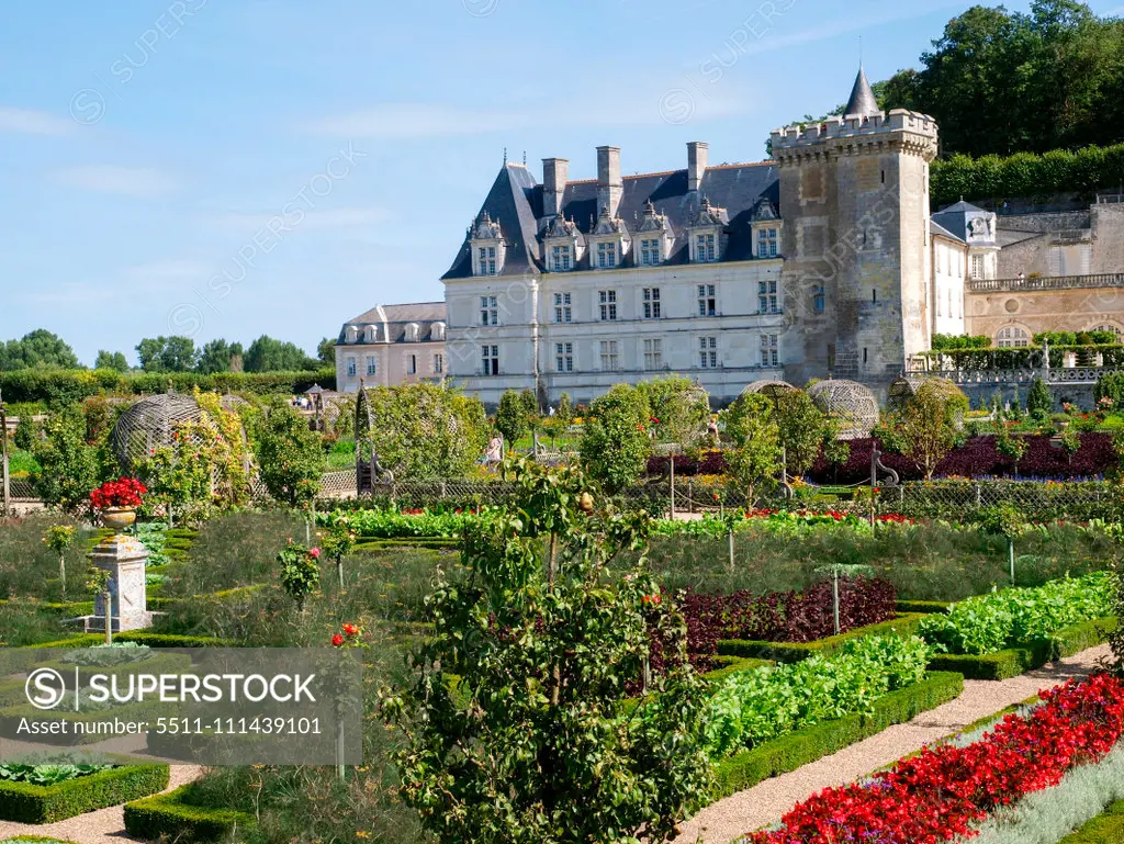 Chateau et Jardins de Villandry, Indre-et-Loire, historical garden, France, Loire Valley, Villandry