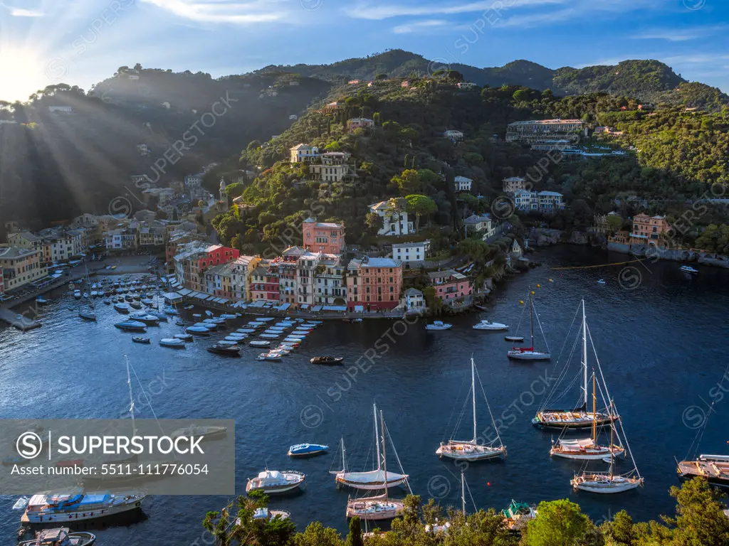 View at port in Portofino, Italy