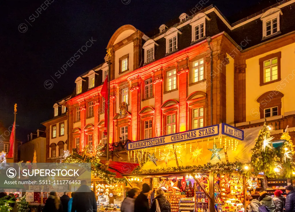 Christmas market at the market place in Heidelberg, Germany