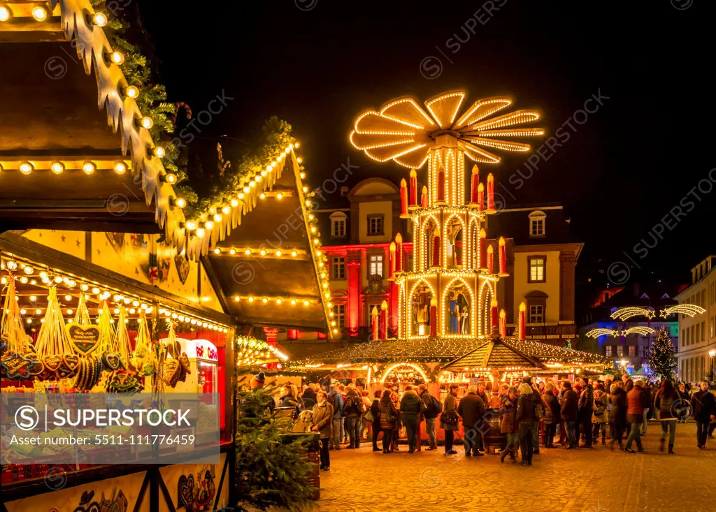 Christmas market at the market place in Heidelberg, Germany