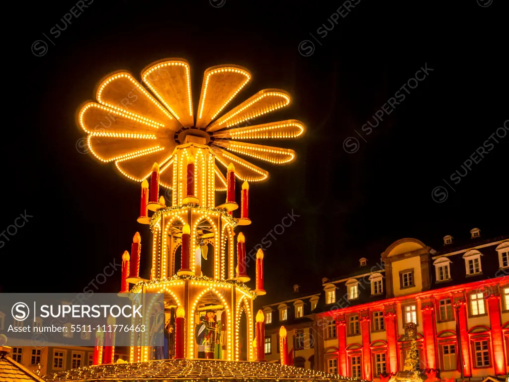 Christmas market at the market place in Heidelberg, Germany