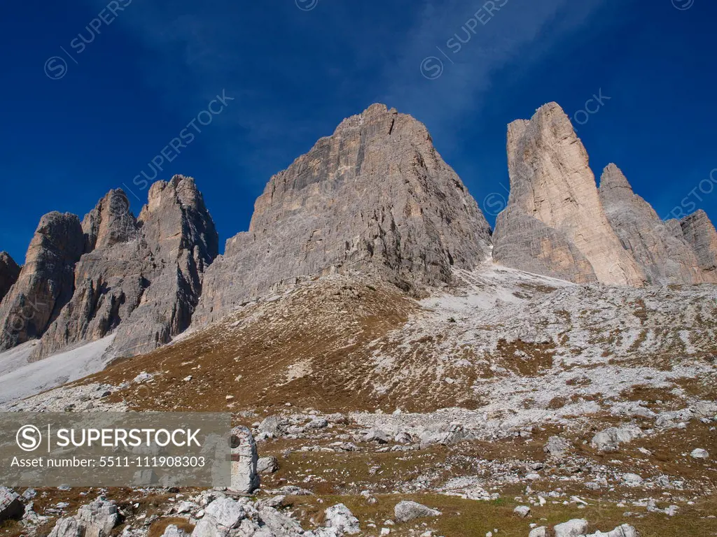 The Tre Cime, Dolomites, South Tyrol, Italy, Die Drei Zinnen;The Tre Cime, Dolomites, South Tyrol, Italy