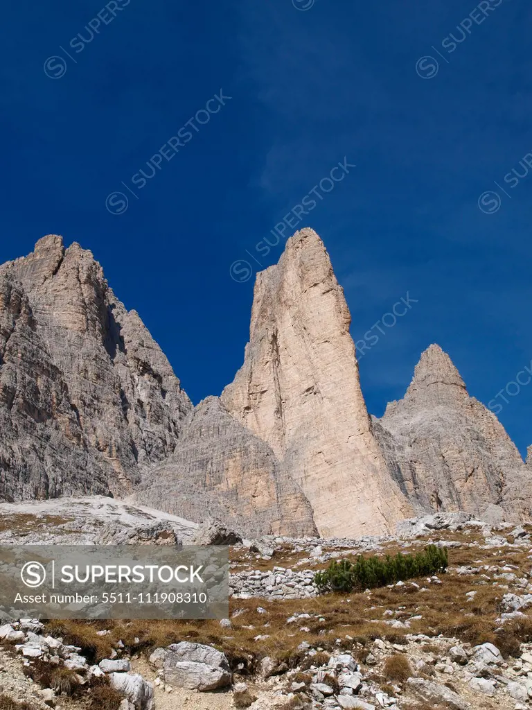 The Tre Cime, Dolomites, South Tyrol, Italy, Die Drei Zinnen;The Tre Cime, Dolomites, South Tyrol, Italy